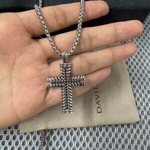 David Yurman Cable Cross Pendant Necklace